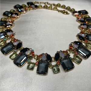 🦋 J. Crew Statement Piece Necklace with Blue, Green and multicolored Jewels
